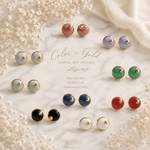 5mm♡送料無料♡ カラフル　小さいミニゴールドピアス/イヤリング　ステンレスピアス　樹脂ピアス　レジンピアス