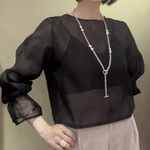  【NINA RICCI】 2538 フランスの老舗 トグルチェーンロングネックレス 80cm／2WAYマットシルバーニナリッチ 90年代ヴィンテージ　ネックレス メープルロゴモチーフ タ