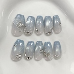 うるうるマーメイド🐚🫧ネイルチップ　マグネットネイル　夏　うるうる　ワンホン　ブルー　青　成人式　振袖　ブライダル　蝶々　ビジュー　ヌーディー　海　ガーリー　