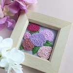 ピンク紫陽花の刺繍インテリアフレーム　紫陽花畑　置物　刺繍フレーム【送料無料】