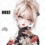 👘original sticker « no.8932 »     //     人物ステッカー オリジナルステッカー オリジナル人物ステッカー ステッカー cotton melody