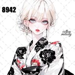👘original sticker « no.8942 »     //     人物ステッカー オリジナルステッカー オリジナル人物ステッカー ステッカー cotton melody