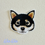 黒柴の刺繍アイロンワッペン＊シールタイプもあります＊