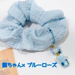 レジンぐで猫ちゃんチャーム付きシュシュ🩵