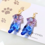 【ご予約品】 涼やか紫陽花ねこねこ ピアス/イヤリング 