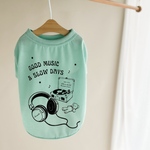 オリジナルプリント Tシャツ 【ミント】 半袖 春　春夏　夏　犬服　ペットウェア　ドッグウェア　おしゃれ　ビンテージプリント　古着風　紺