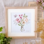 オイルパステル画【花束】大切な方への贈り物やご自分用に♡オイルパステルで描いた手作りのカード付き。絵の温もりをインテリアに…♡