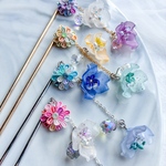【和の花ドロップかんざし】 つまみ細工 かんざし 半くす 花びらビーズ 髪飾り 七五三 成人式 お祭りアイテム