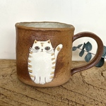 猫と花のマグカップ　コーヒーカップ