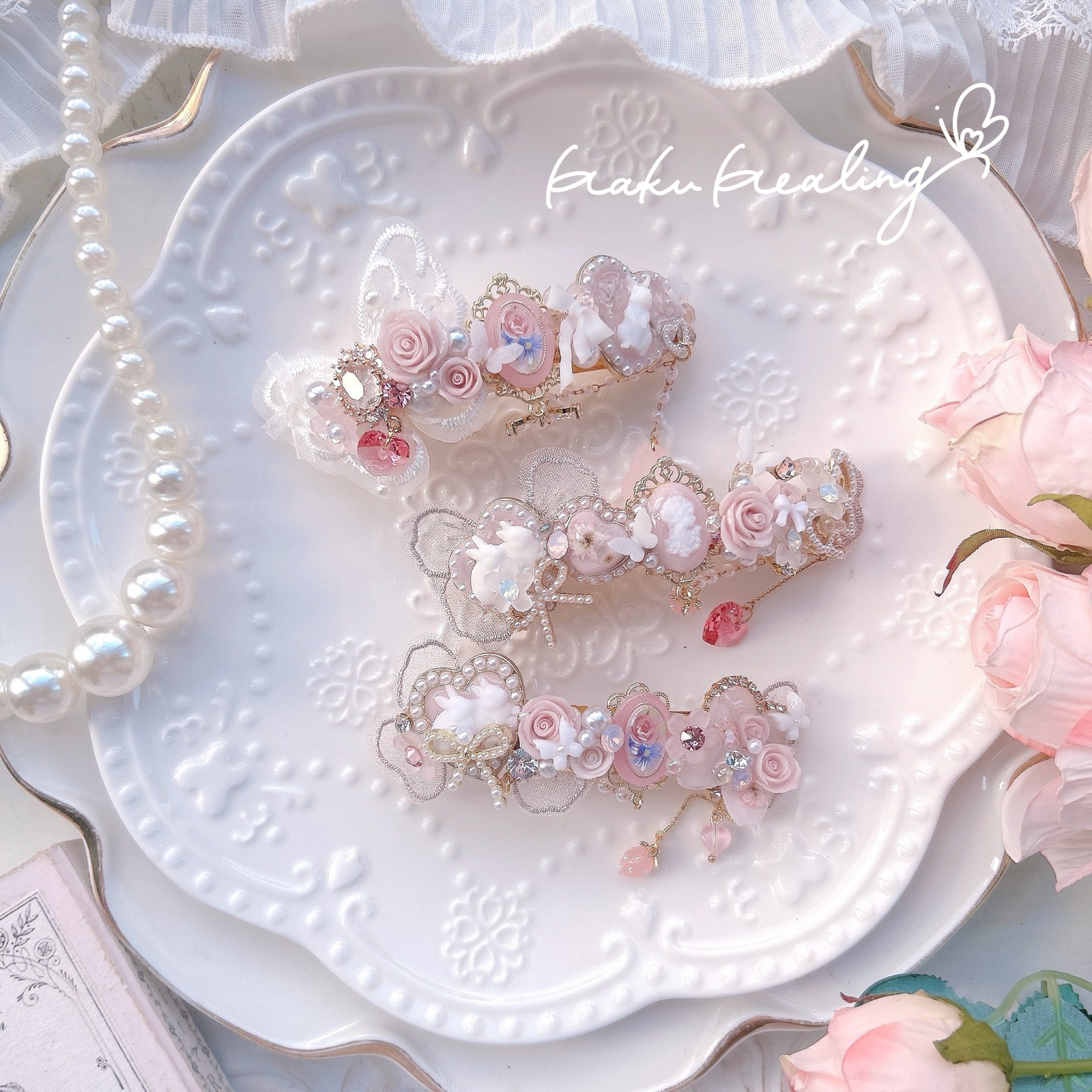Butterfly🦋🩵 レジン ヘアクリップ ドライフラワー 浴衣 夏