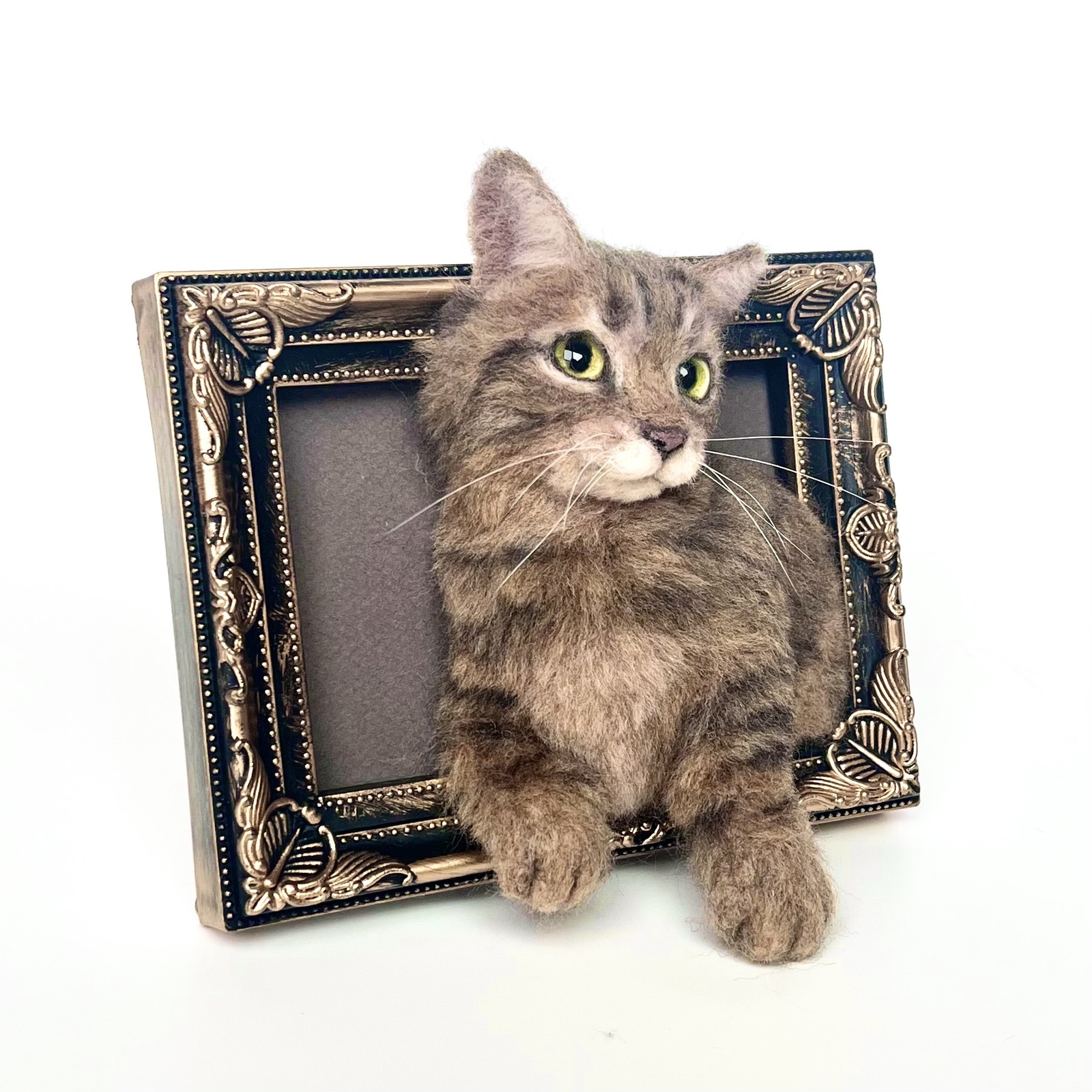 オーダー】 うちの子 羊毛フェルト インテリア フレーム 猫 キジトラ