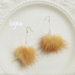 送料無料 *秋冬ファー×cotton pearl ピアス &イヤリング