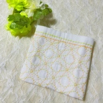 【花ふきん】刺し子花ふきん 八角寄せ 晒 一点もの ビタミンカラー