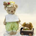 【ハンドメイド】12.5cm_木の実と子犬_テディイベアセット 【テディベア】