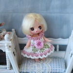 T154「ローズ　ピンク」プチリカちゃん・シルバニア赤ちゃんサイズ　服