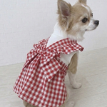 【犬服セミオーダー】パピー犬服小型犬服ロング犬服中型犬服  Tシャツつきフリルとリボンワンピース