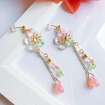 ピアス【 ひなざくら クリア系 】和風 着物 桜 さくら 花 フラワー HALHANA パール ビーズ ガラス イヤリング 