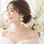 花びら フラワー イヤリング ピアス ウェディング 結婚式 ブライダルアクセサリー カラードレス お呼ばれ ウェディングフォト シンプル 金アレ対応 ホワイト