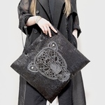 再販・黒ヒョウ刺繍トートバッグ・ショルダーバッグ・ジャガードバッグ