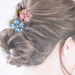  ハート 四つ葉 ヘアクリップ/キークリップ   淡いピンク・淡い青