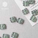【20pcs】アクリル アンティーク調 フラワー シルバーライン ミントグリーン AB-008