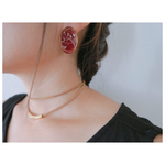 【再販】ボルドー色のかすみ草ワイヤーARTピアス◇◇