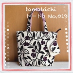 トートb No.019 ブルーベリー柄♡口布付きファスナーのミニトートバッグ