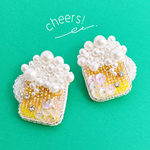 【乾杯🍻】ビール ビーズ刺繍 ブローチ キーホルダー
