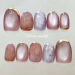 【 New 】Lilac Drop｜ネイルチップ　マグネットネイル　ブライダル　シンプル　上品　紫陽花　梅雨　ウェディング　前撮り　お呼ばれ　結婚式　ブライダルネイル　花嫁　紫　うるうる　透明感