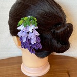 つまみ細工　髪飾り　藤の花