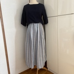☆SALE  リネン&リヨセル　ストライプロングスカート
