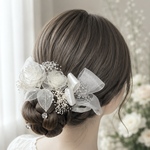 透き通る薔薇の髪飾り | ホワイト×シルバー | ウェディング ブライダル 結婚式 成人式 卒業式 【アメリカンフラワー】