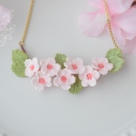 【受注生産】レース編み 桜 ＊ 葉桜 ＊ ネックレス