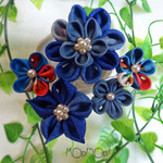 つまみ細工のお花畑かんざし（753blue)