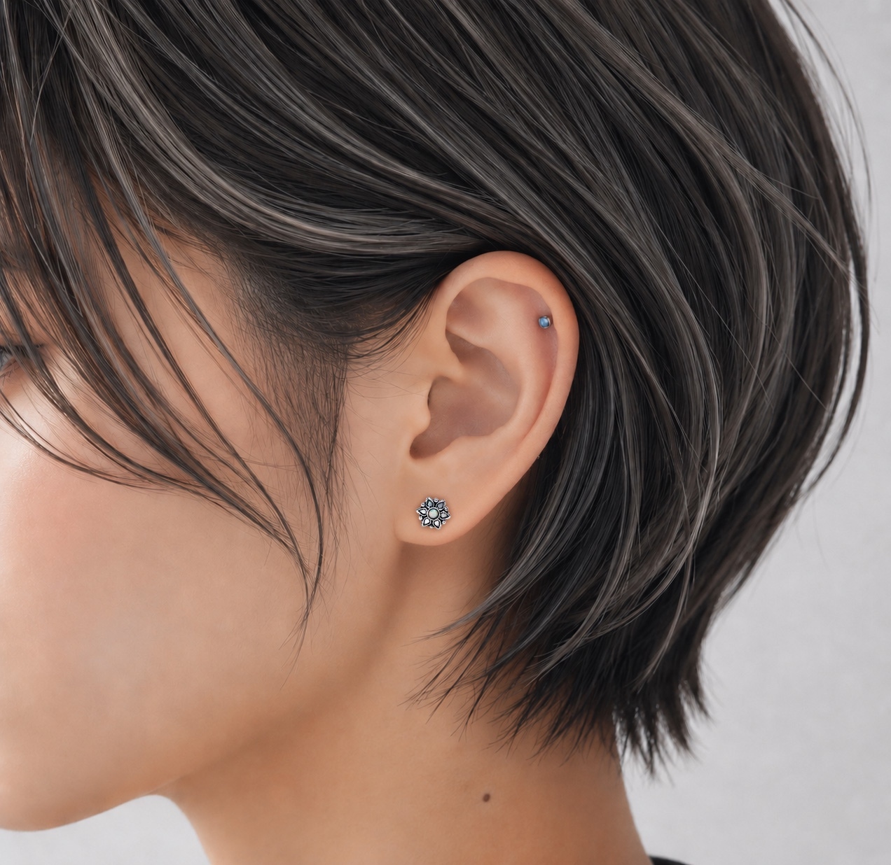 ロータス 蓮 花 シンセティックオパール ボディピアス 14G 16G 18G
