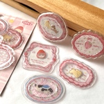 ぷっくり透明フレークシール(PINK)｜立体クリア樹脂風・可愛い動物＆雑貨デザイン・コラージュ素材【mc】