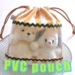 【匿名配送】PVC pouch＊窓付き巾着ポーチ　ストライプ　ぬい活に◎　ぬいとおでかけ　ぬいポーチ