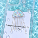 人気No.3　小さなクラゲのケース　　　　　　　　　海月　くらげ　お花　iPhoneケース　スマホケース　お花ケース　クリア　透明　ワイヤー　クリアケース　クリアケース　iPhone全機種対応　