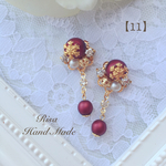 【11】冬 雪の結晶  マッドレッド♡イヤリング＊ピアス 