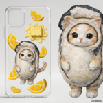 全機種対応　牡蠣かぶりなこねこ　iPhone17　Google Pixel　Galaxy　Xperia　スマホケース 　クリアケース　ソフトorハードケース　猫　ネコ　動物　食べ物　メンズ　レディース