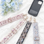 スマホストラップ　ショルダーストラップ　インド刺繍リボン　花柄