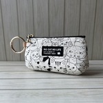 ころりんmini　　ジロジロキャット　ナチュラル　手のひらサイズ　12cmファスナー　猫ポーチ