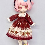くまさんのゆめ(りんごとリボン)1/12長身用セーラー襟ワンピース