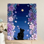 Ｓ様専用「月宵桜」27.3×22㎝　オーダー作品　猫のテクスチャーアート