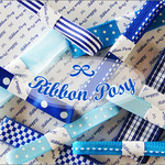 [1m×10種類] リボン ミックス : ターコイズ＆ブルー ❤ Ribbon Posy セレクション
