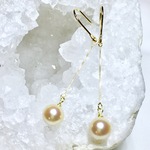 新作 三重県産あこや真珠のロングピアス(ホワイトゴールド系6㎜)