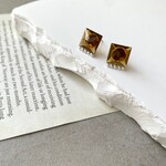 べっ甲とパールのスクエアピアス/イヤリング