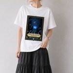 星空香水瓶ラベル・青い花とダイヤと蝶々 Tシャツ WHITE（men&women）