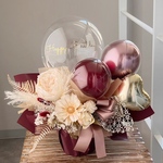 【最短3日以内発送】お花屋さんのバルーンフラワー　250 バーガンディ　結婚祝い　還暦祝い　誕生日　電報　祝電　開店祝い　開院祝い　開業祝い