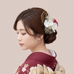 ミニ胡蝶蘭＆マム　髪飾り　Ｕピン　和玉　ヘアアクセサリー　和装　成人式　ウェディング　卒業式